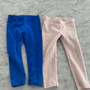 Tea Collection leggings, pink ribbed and royal blue color